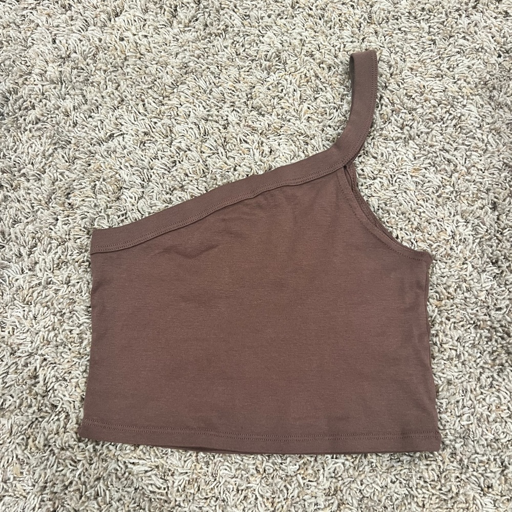 JOHN GALT ONE SHOULDER BROWN TANK TOP